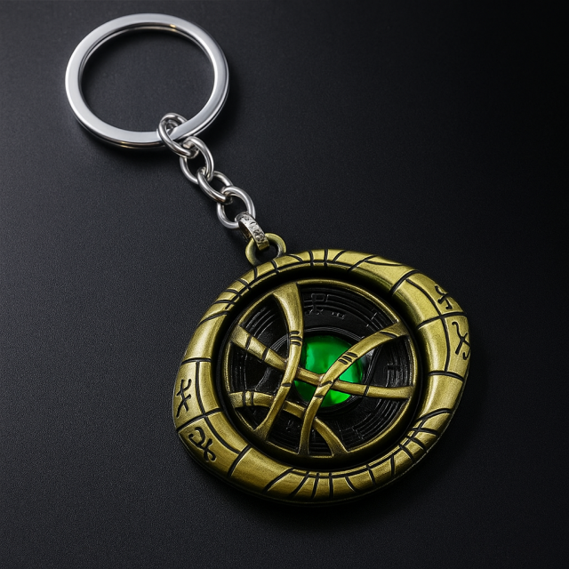 Marvel Avengers Doctor Strange Silver Rotating Shield Eye of Agamotto Key Chain