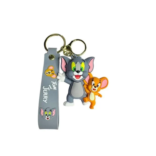 Tom & Jerry Cartoon Keychain – Cute Duo PVC Keyring for Bags & Keys