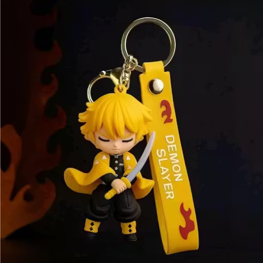 Anime Demon Slayer Inspired Yellow Warrior Keychain | Cute Action Figure Keyring for Bags, Bikes & Keys