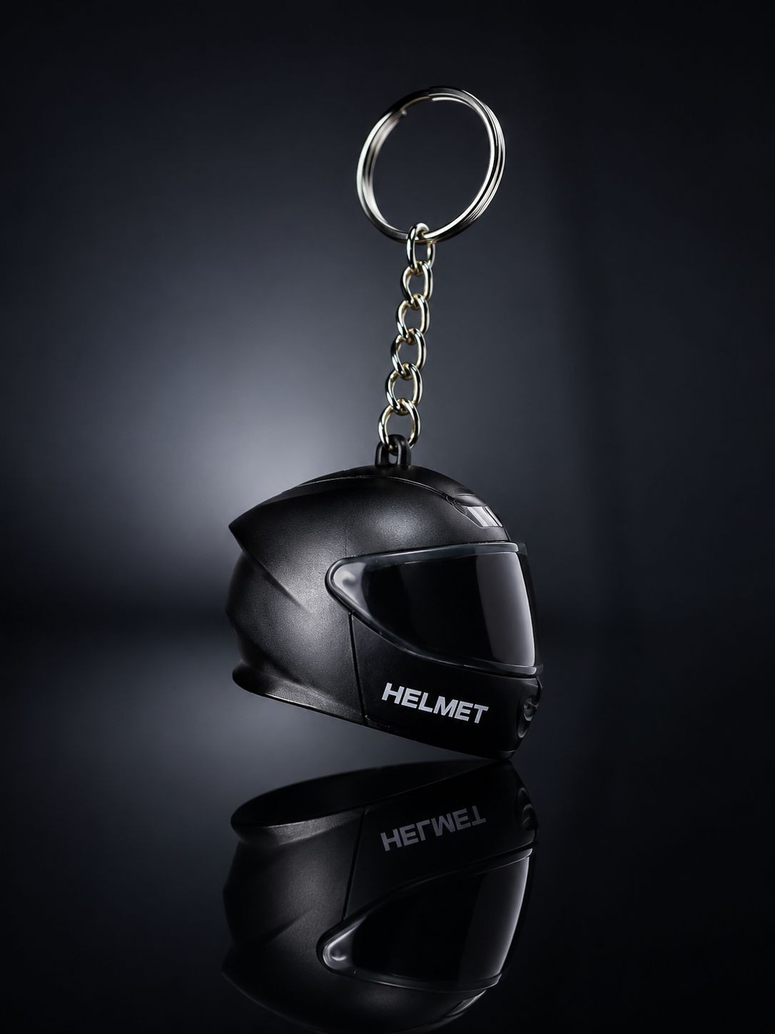 Premium Motorcycle Helmet Keychain – Matte Black Mini Helmet lighting  multicolour