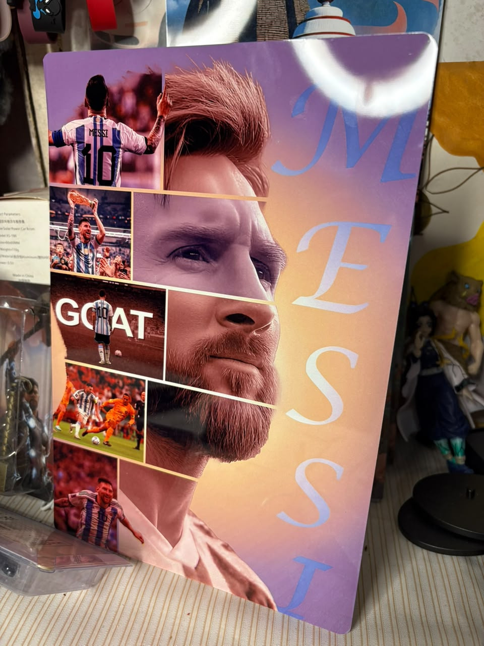 Lionel Messi A4 Metal Poster Pack of 1 | Premium Matte Finish Wall Decor | Football Legend Room Decoration | UV Printed Metal Wall Art