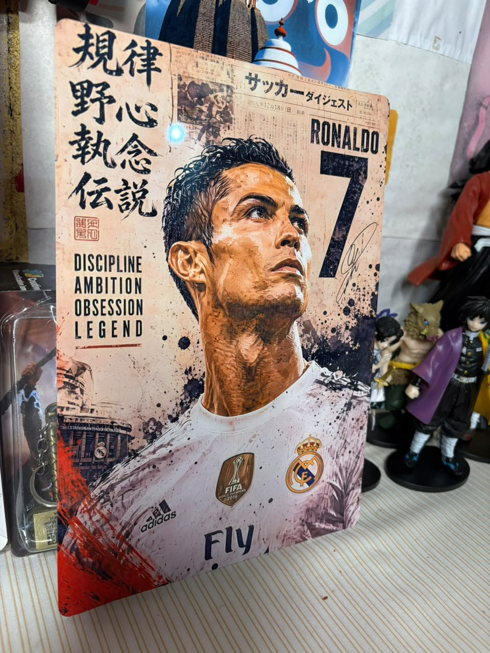 Cristiano Ronaldo No. 7 Premium A4 Metal Poster | Football Wall Decor | Glossy HD Print | Room & Office Decoration