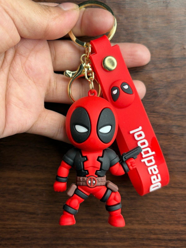 Deadpool Action Figure Keychain – Premium Cute Superhero Keyring with Strap